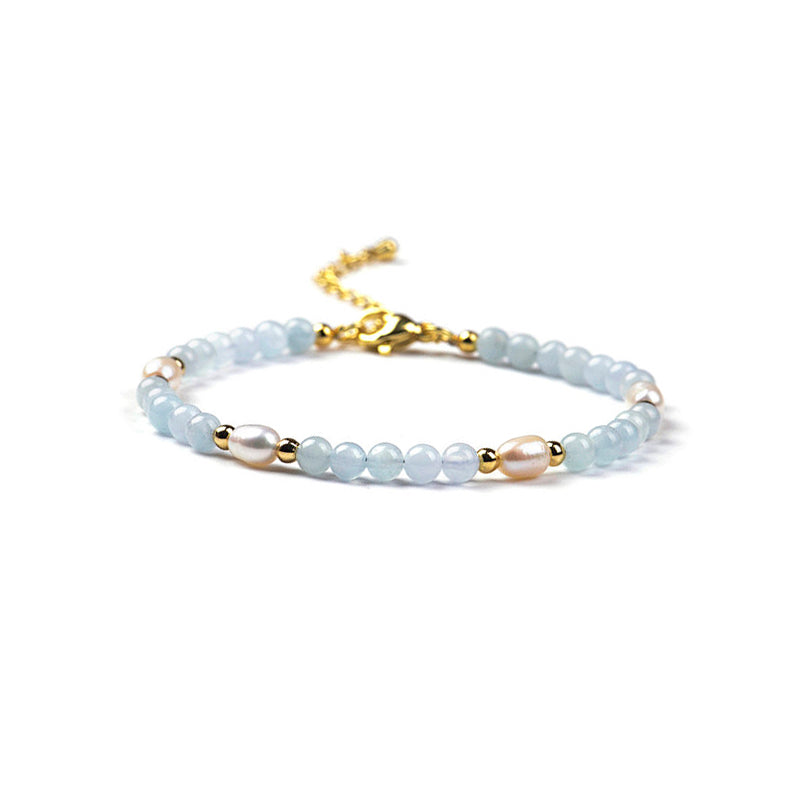 Aquamarine and Pearl Beaded Bracelet