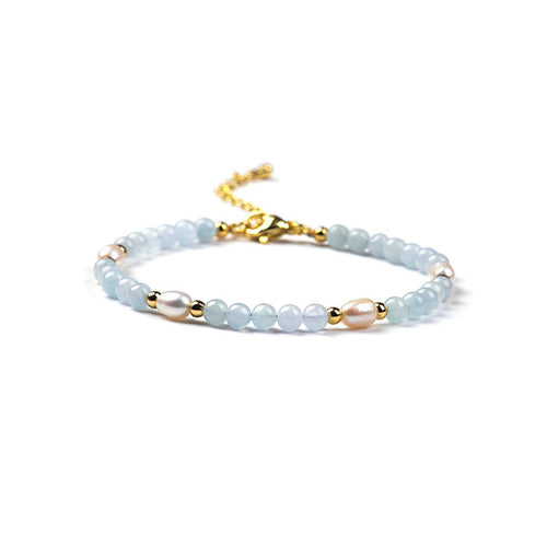 Aquamarine and Pearl Beaded Bracelet