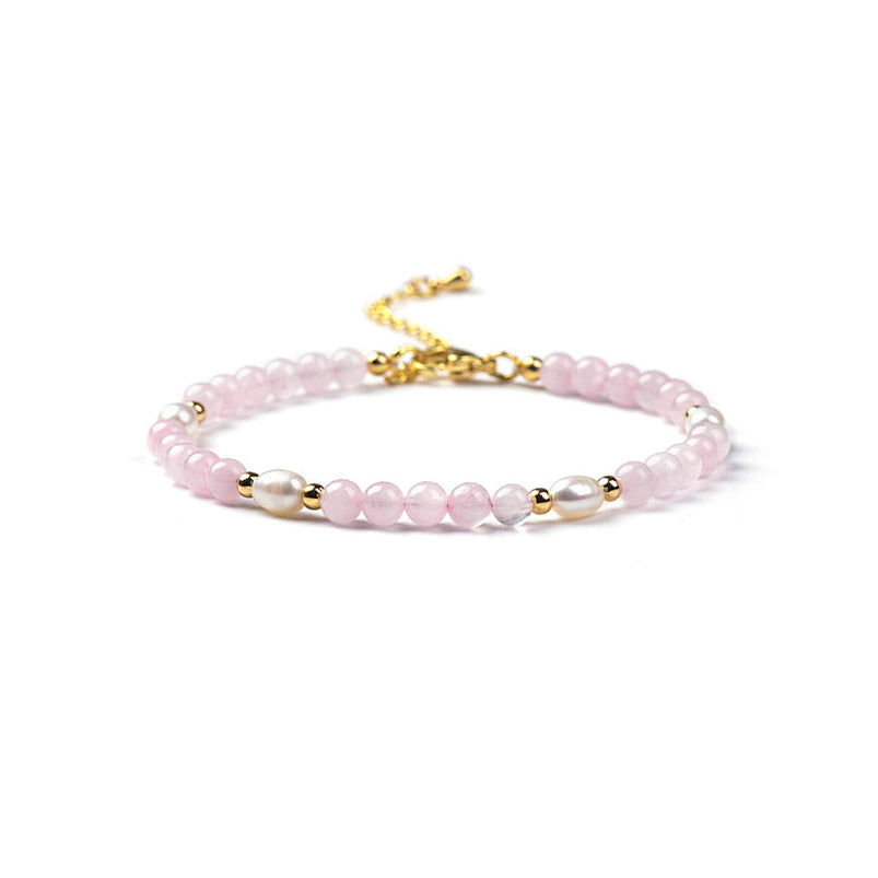 Rose Quartz & Pearl Beaded Bracelet