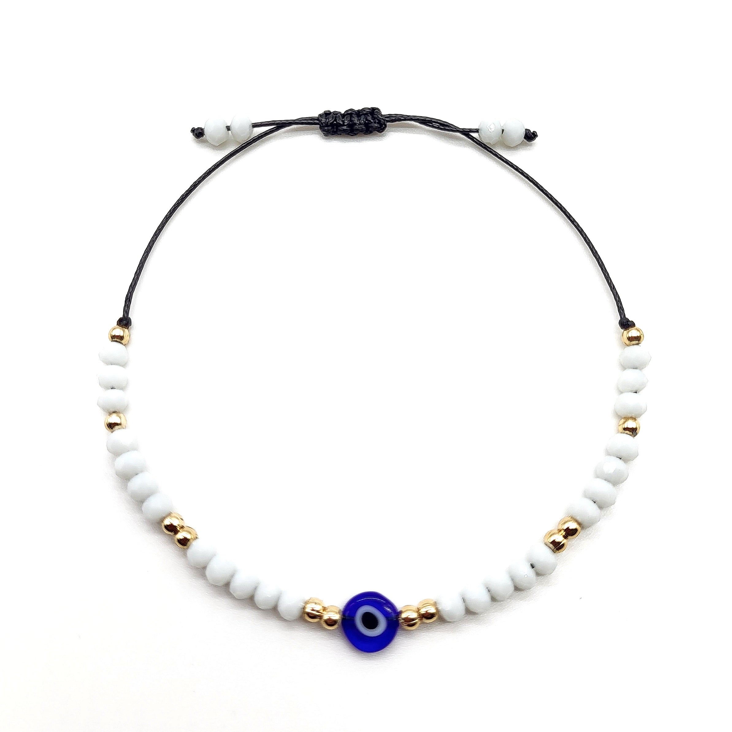 Evil Eye Adjustable Bracelet - White