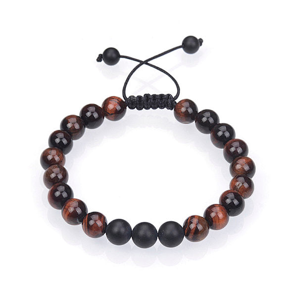Red Tiger's Eye and Onyx Men's Bracelet