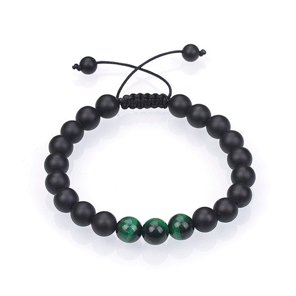 Green Tiger's Eye and Onyx Men's Bracelet