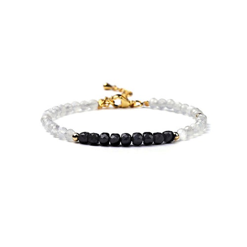 Labradorite & Obsidian Beaded Bracelet