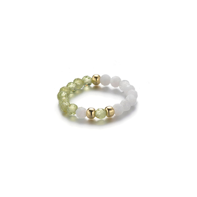 Stretch Ring - Peridot / Moonstone