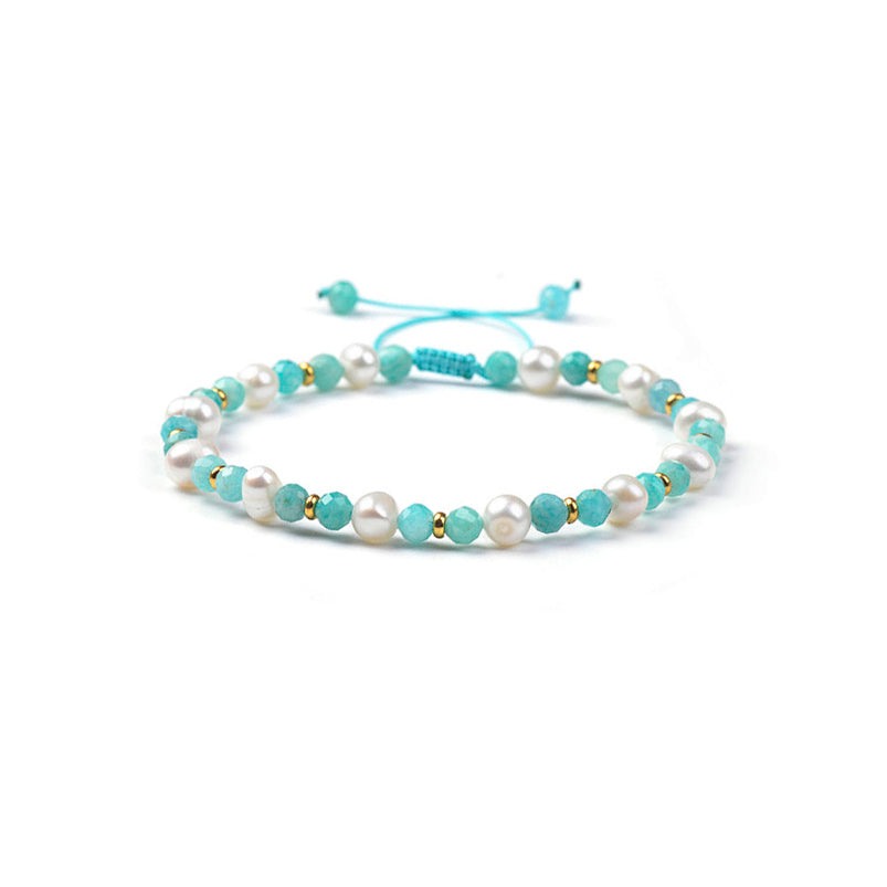 Amazonite & Pearl String Bracelet