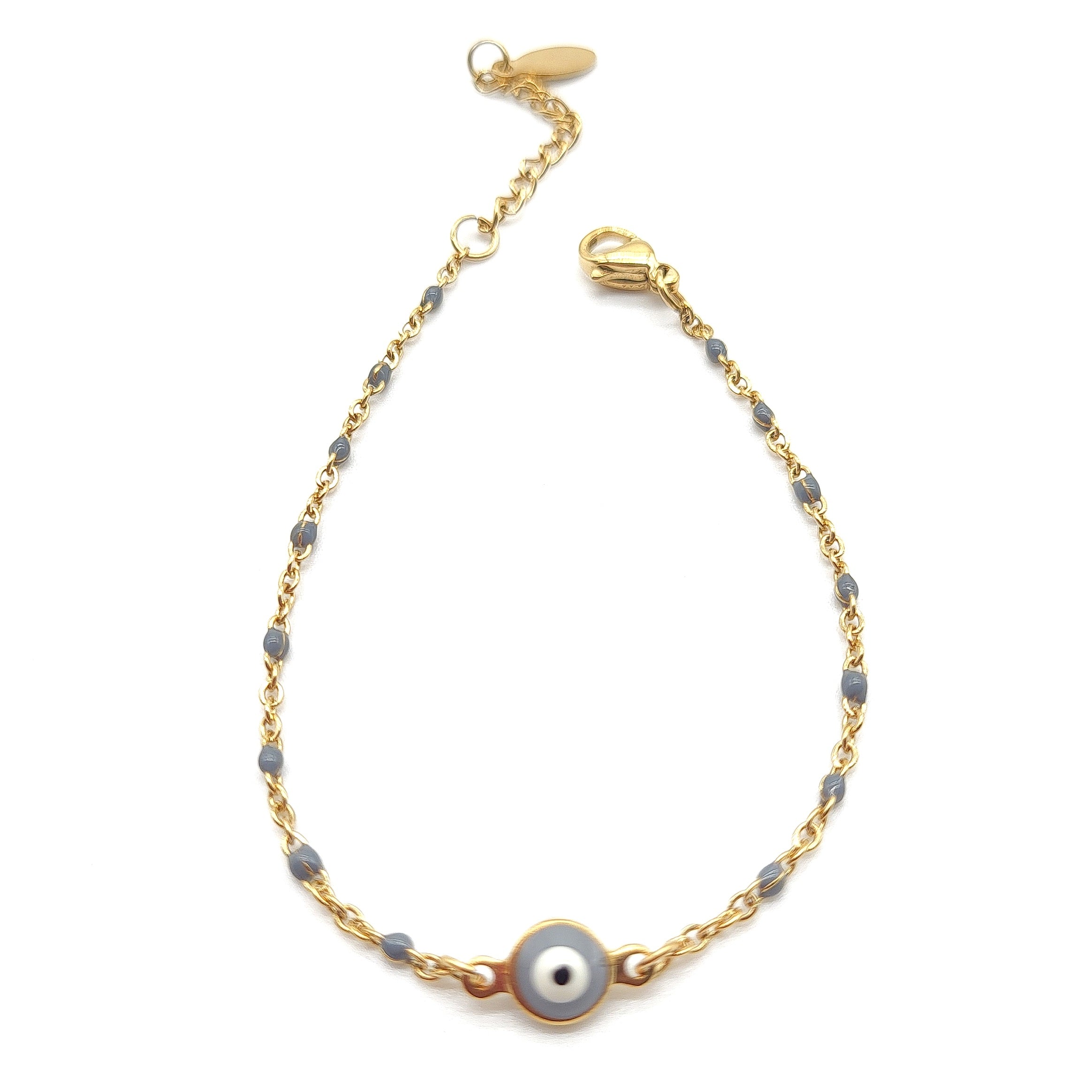 Stainless Steel Evil Eye Bracelet - Grey
