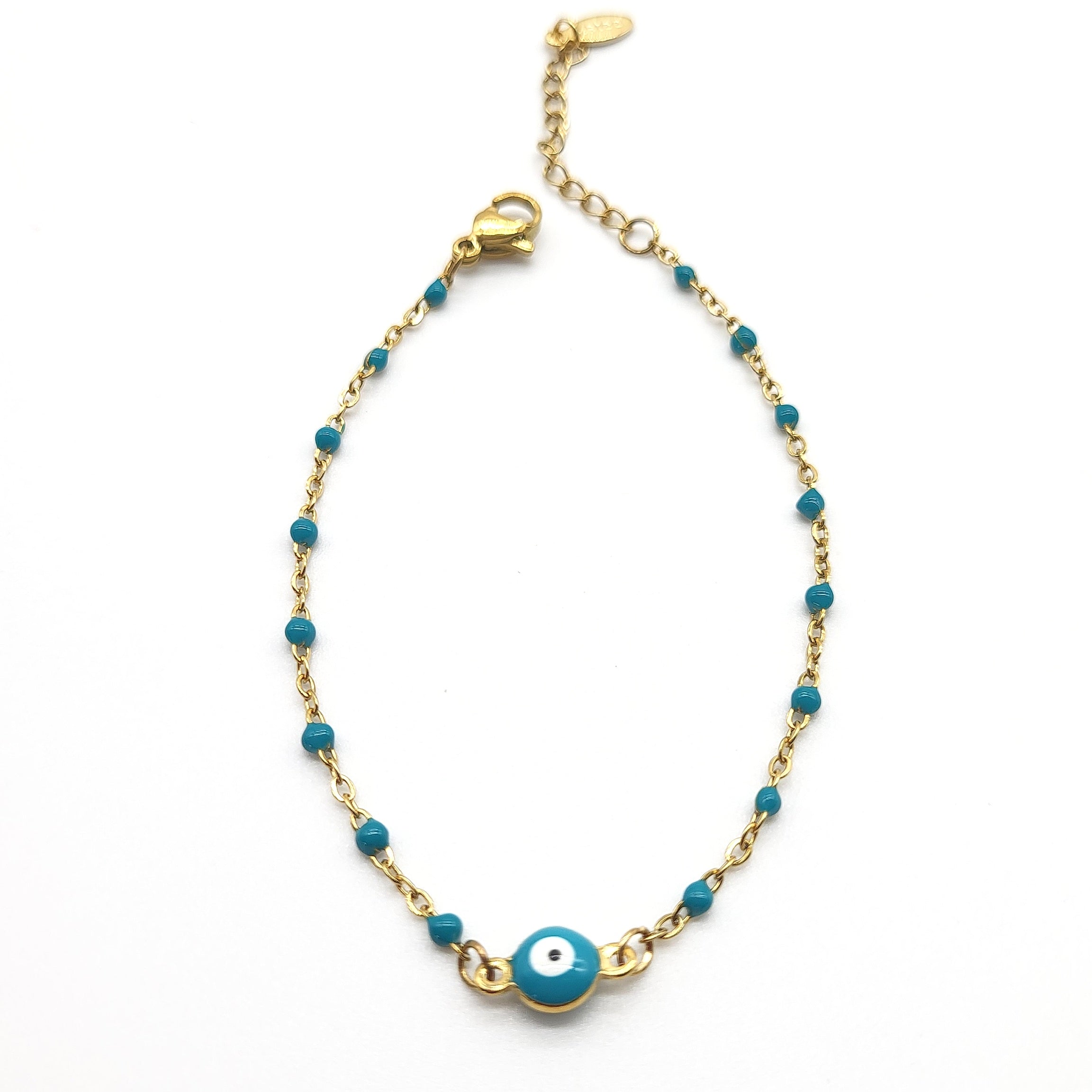 Stainless Steel Evil Eye Bracelet - Turquoise