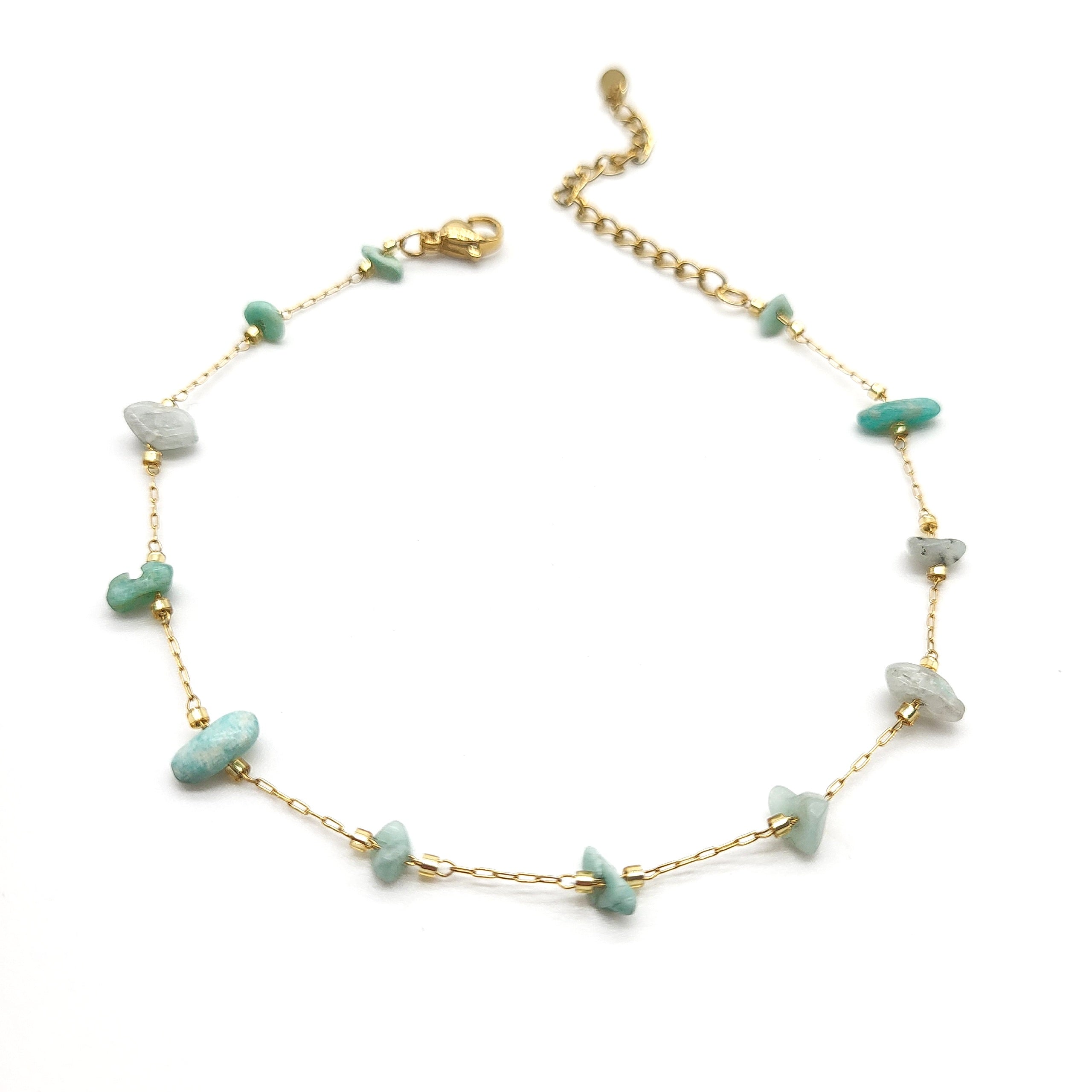 Stainless Steel Anklet - Amazonite