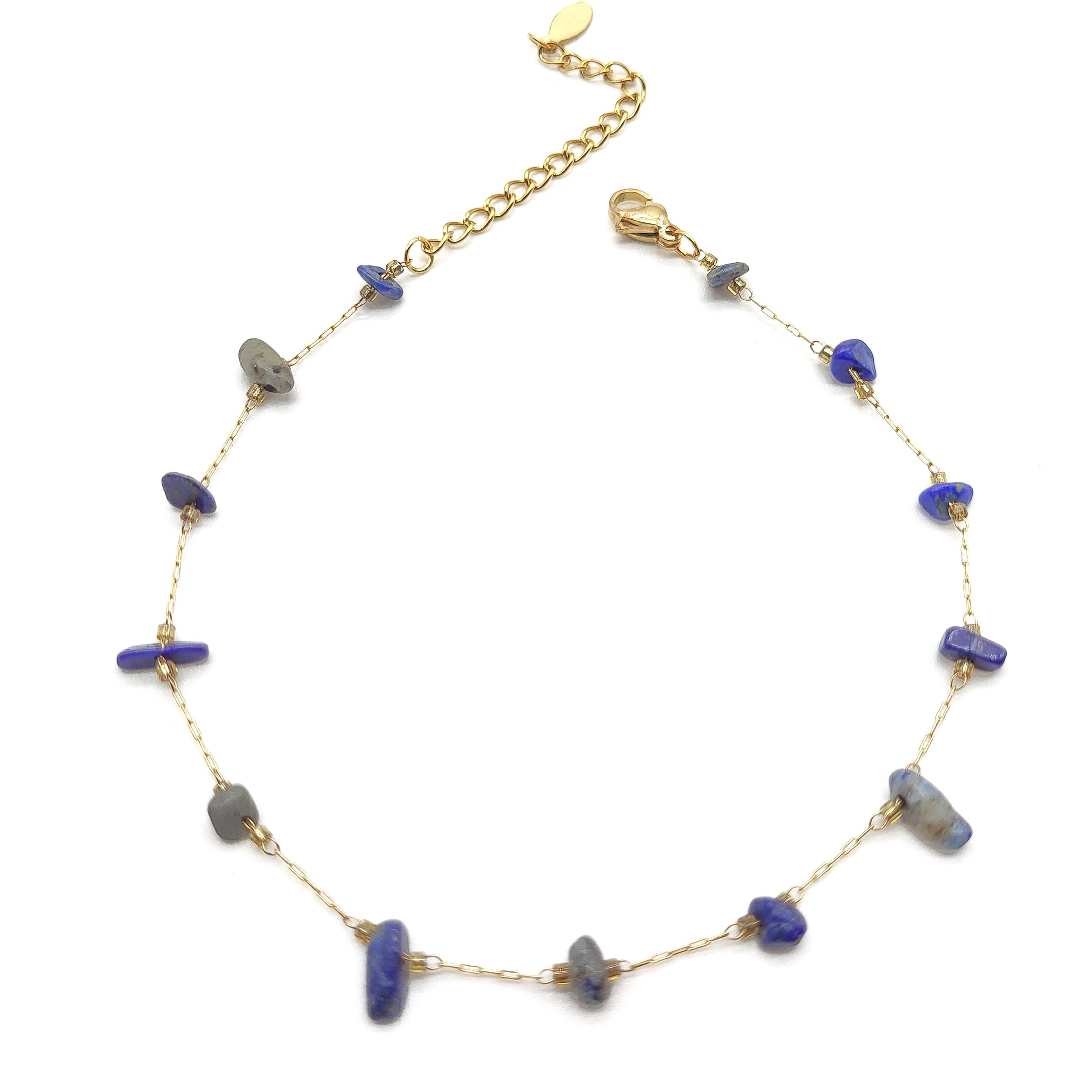 Stainless Steel Anklet - Lapis Lazuli