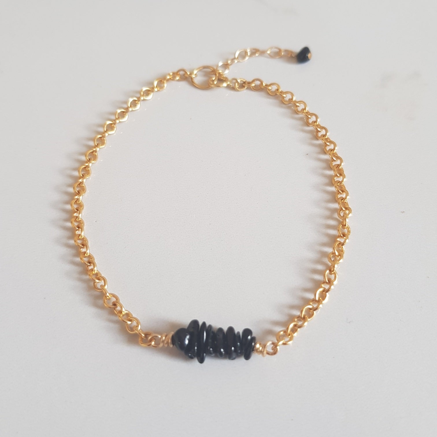 Cable Link Bracelet- Black Tourmaline