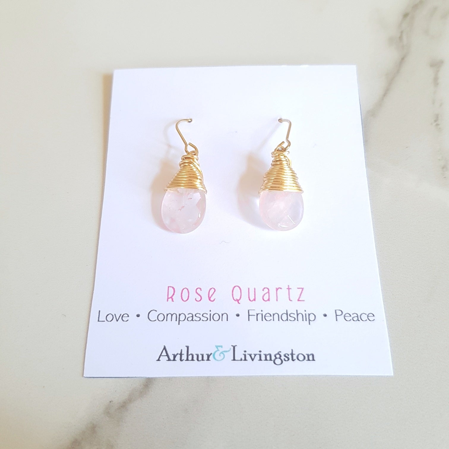 XO Earrings - Rose Quartz