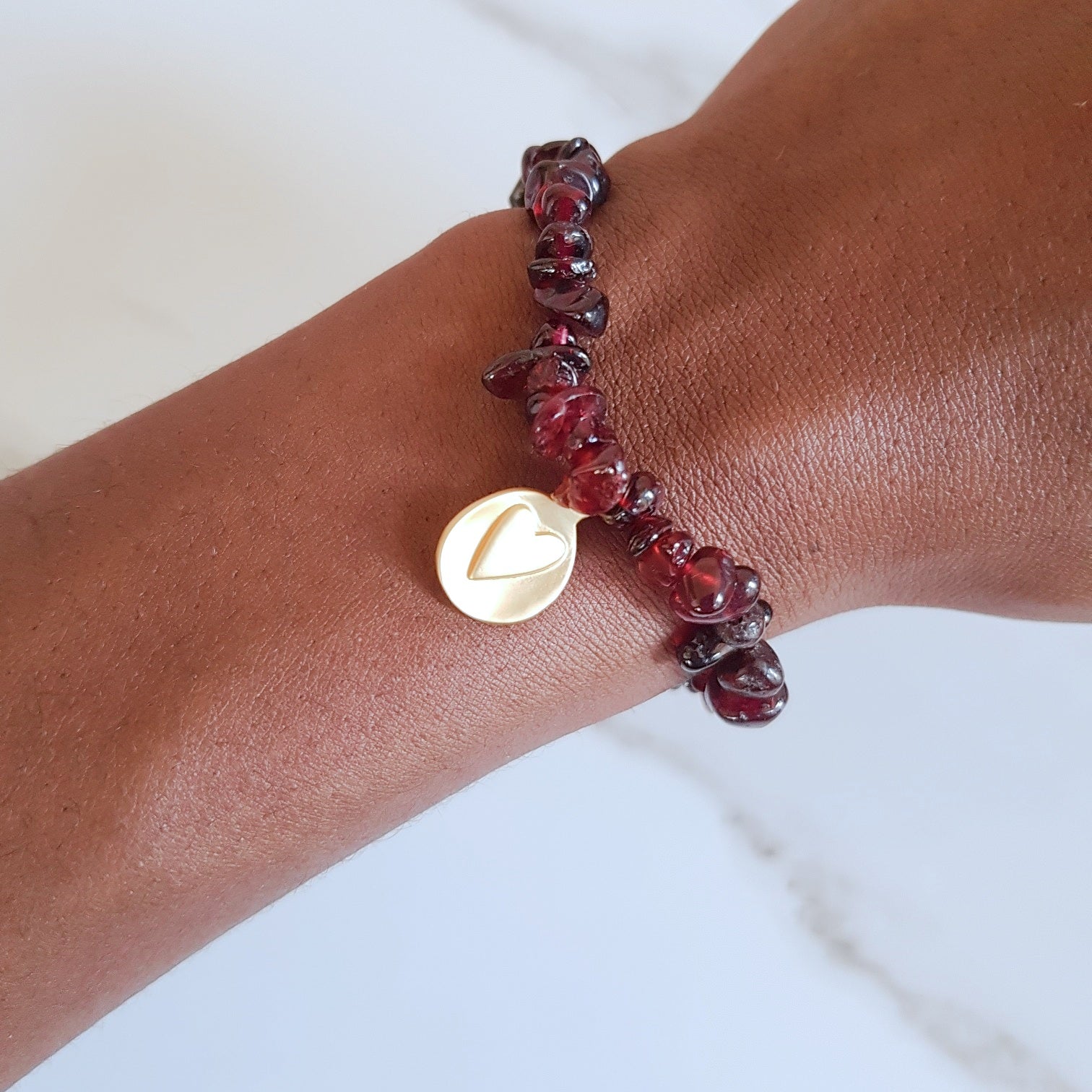 Charm Stretch Bracelet - Garnet
