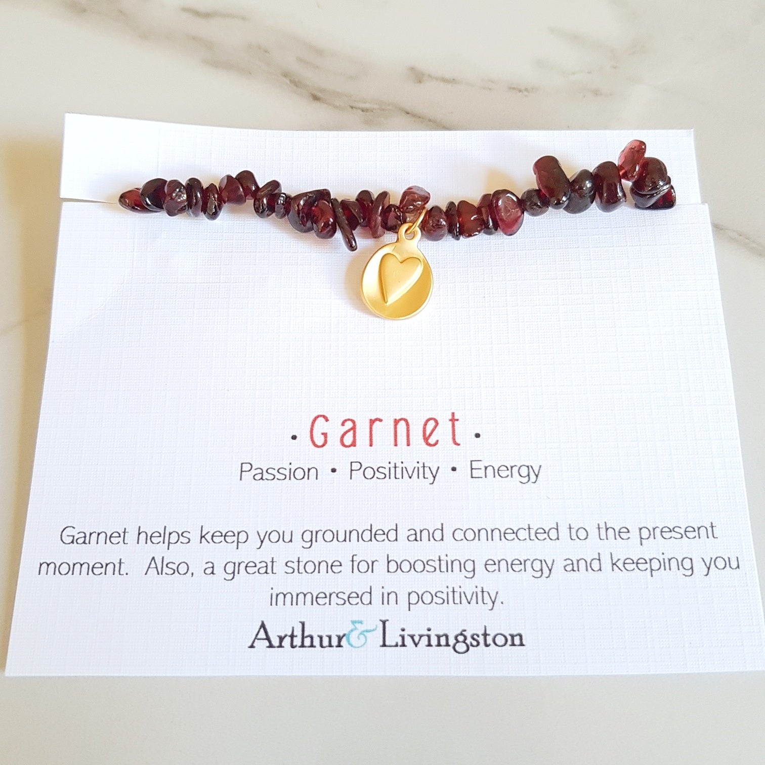 Charm Stretch Bracelet - Garnet