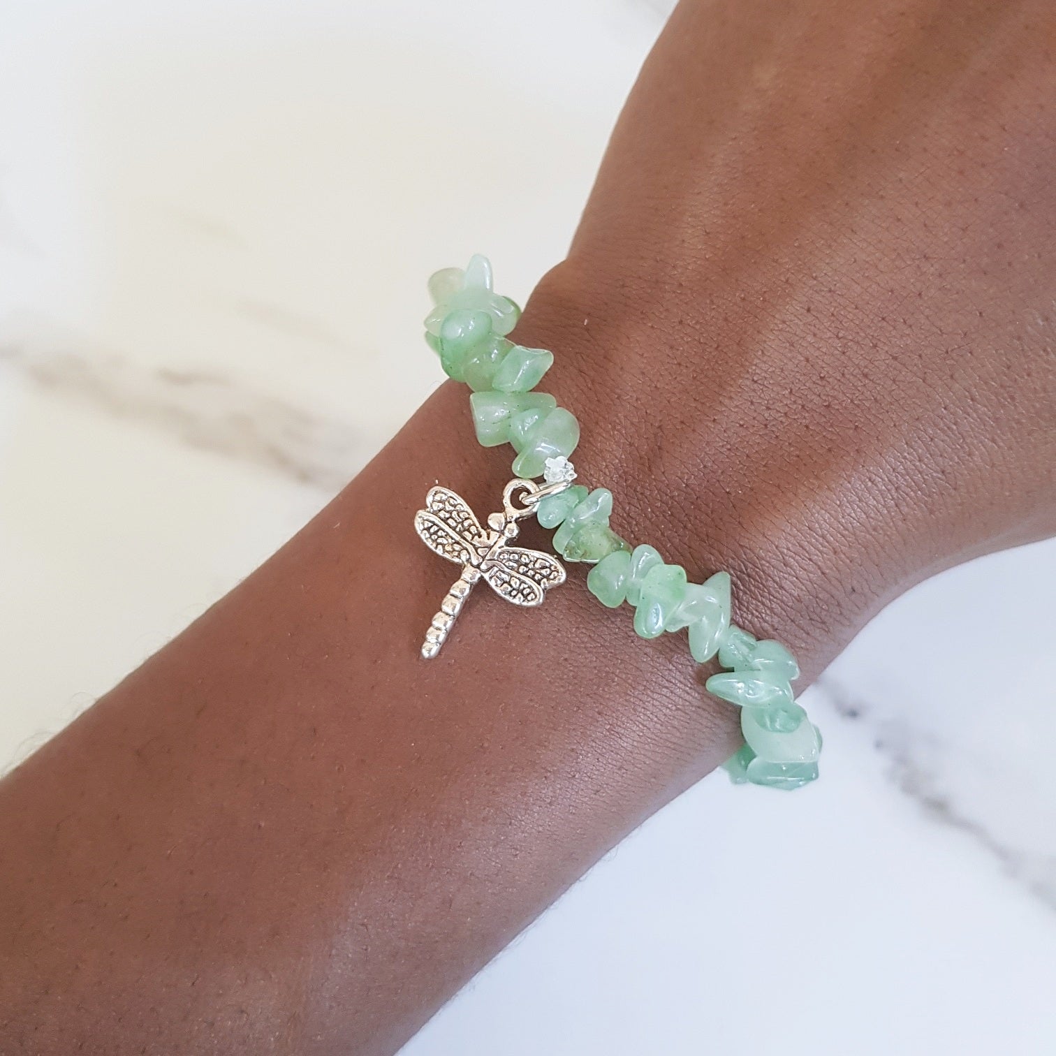 Charm Stretch Bracelet - Green Aventurine