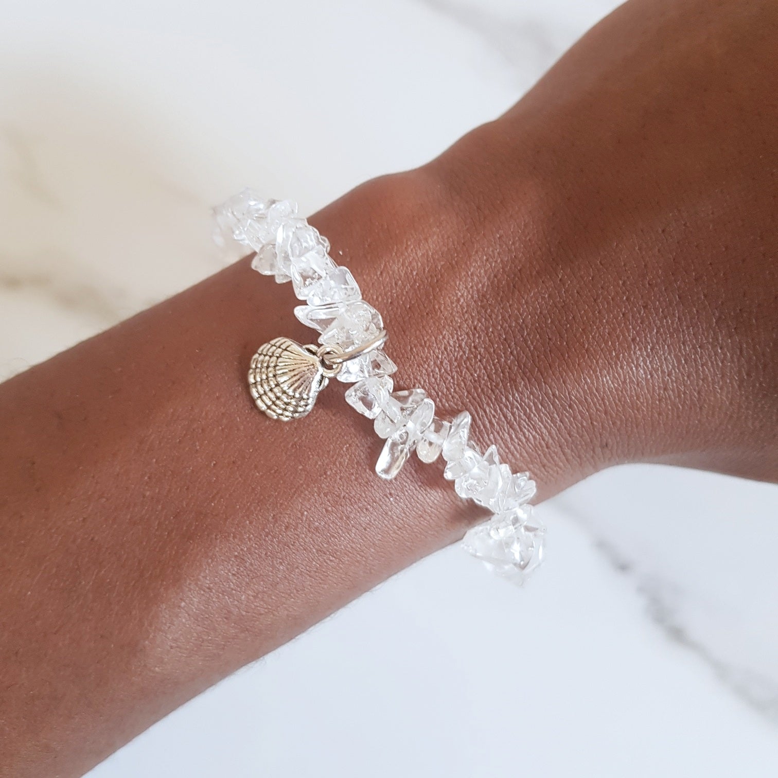 Charm Stretch Bracelet - Clear Quartz