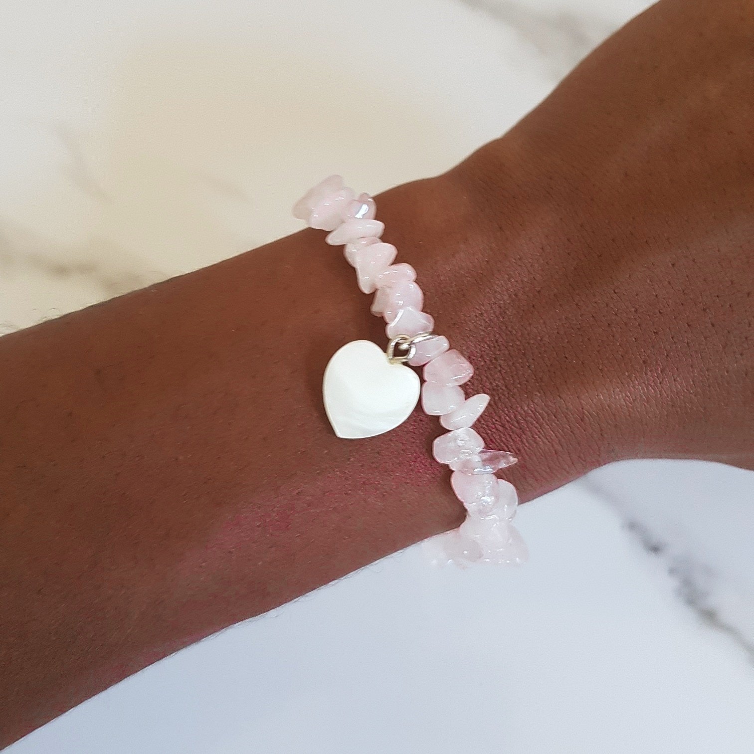 Charm Stretch Bracelet - Rose Quartz