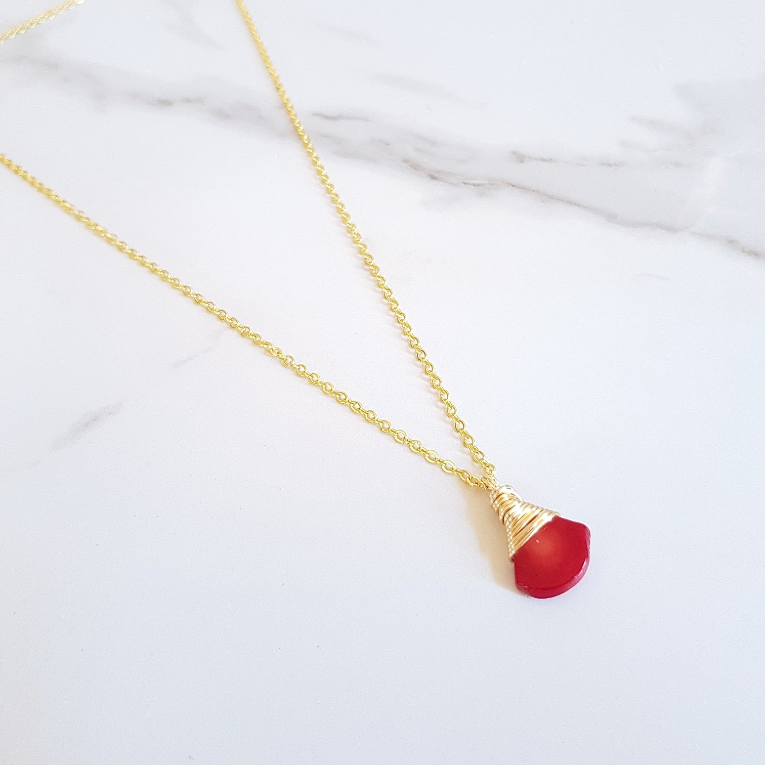 May Dainty Necklace - Red Coral