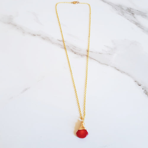 May Dainty Necklace - Red Coral