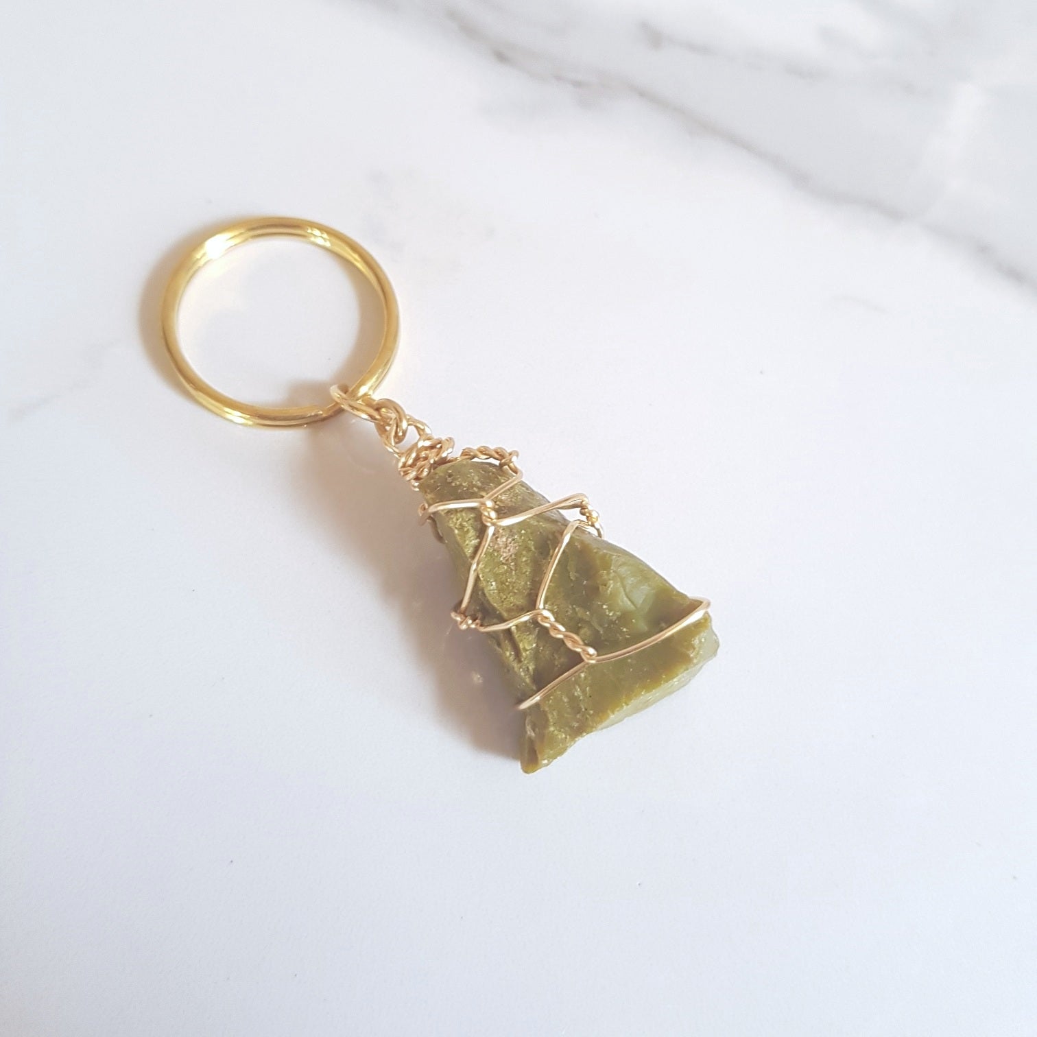 Gemstone Keyring - Green Opal