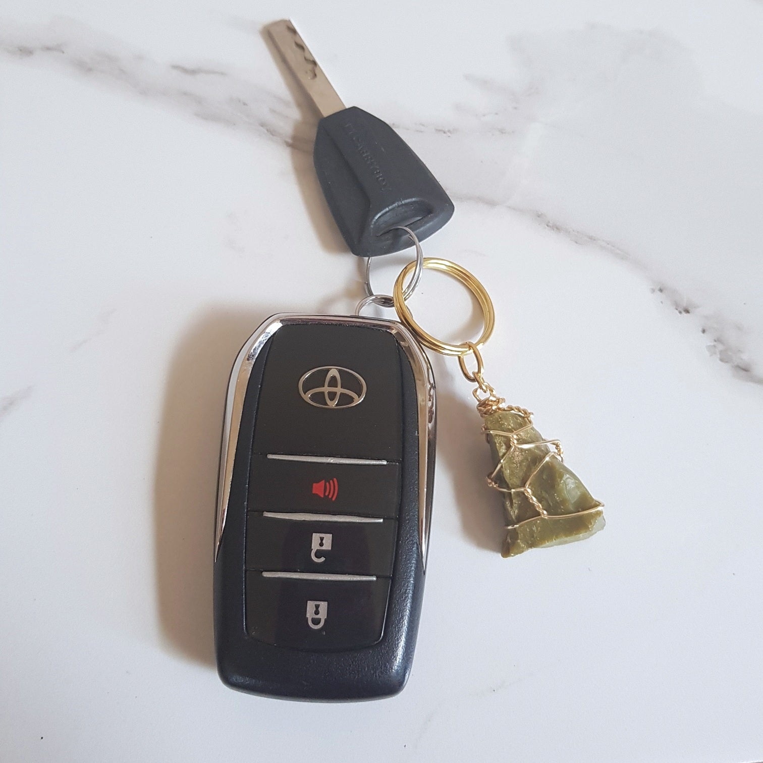 Gemstone Keyring - Green Opal