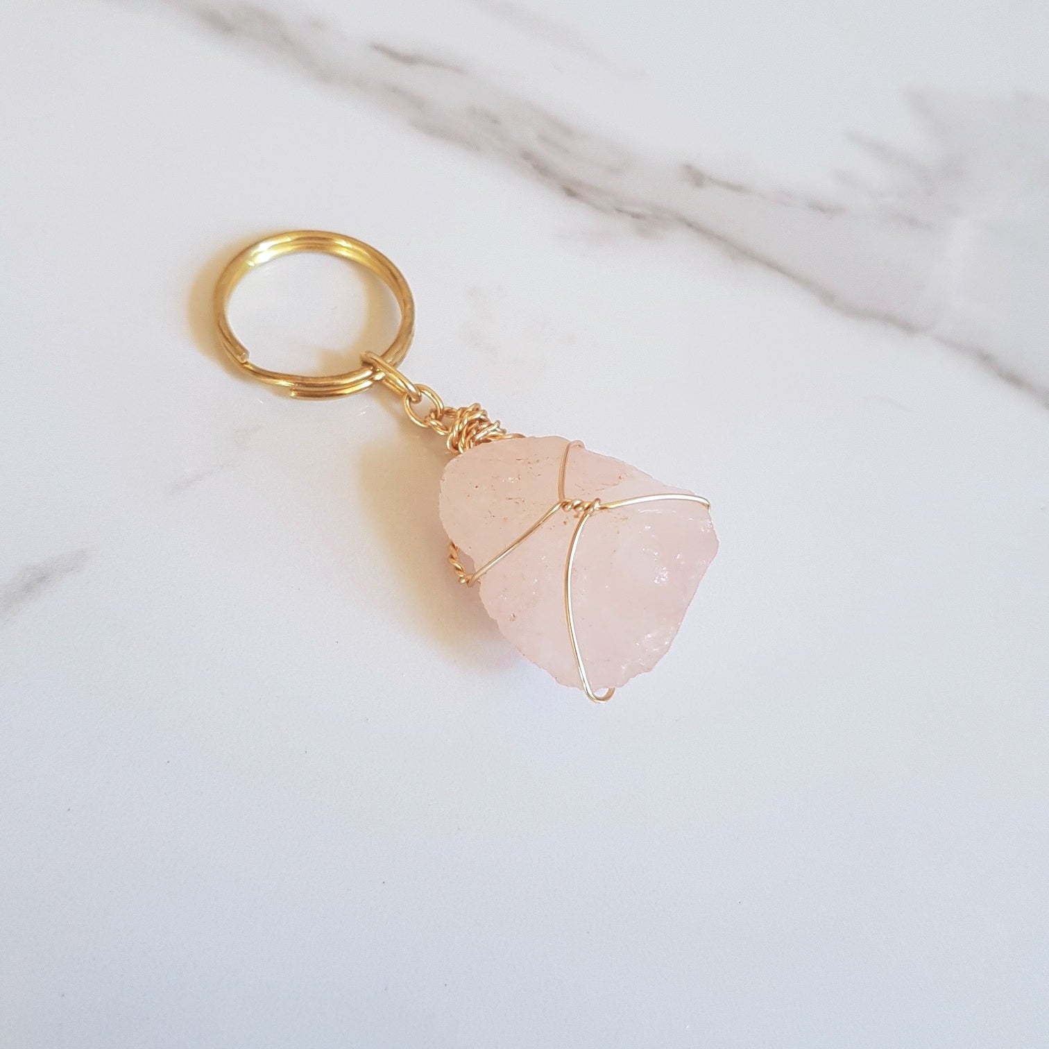 Gemstone Keyring - Rose Quartz (ROUGH)