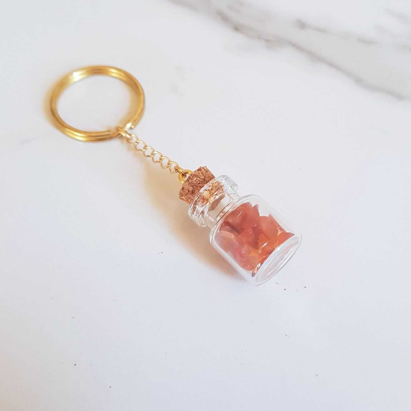 Bottled Gemstone Keyring - Carnelian