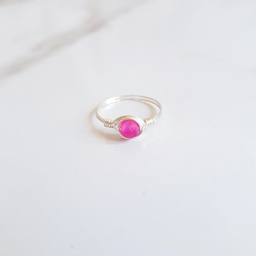 Mini Moon Ring- Pink Agate