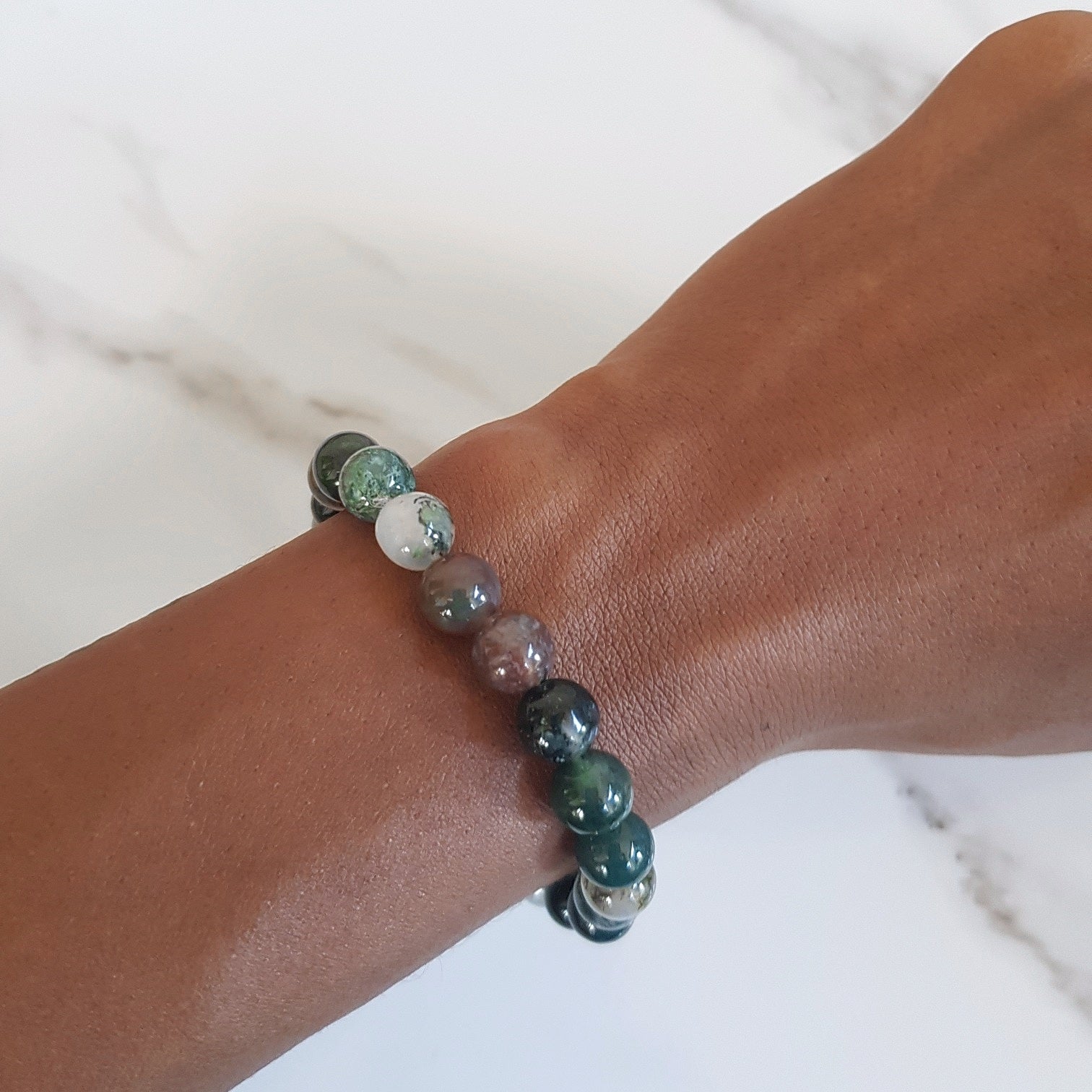Stretch Bracelet - Moss Agate (OAK)