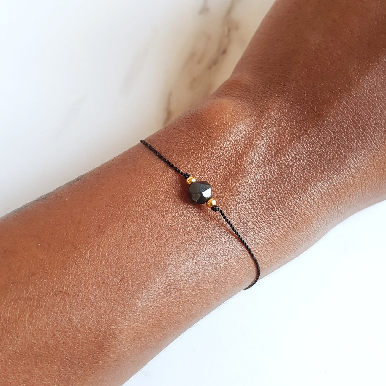 Nylon Bracelet - Black Obsidian