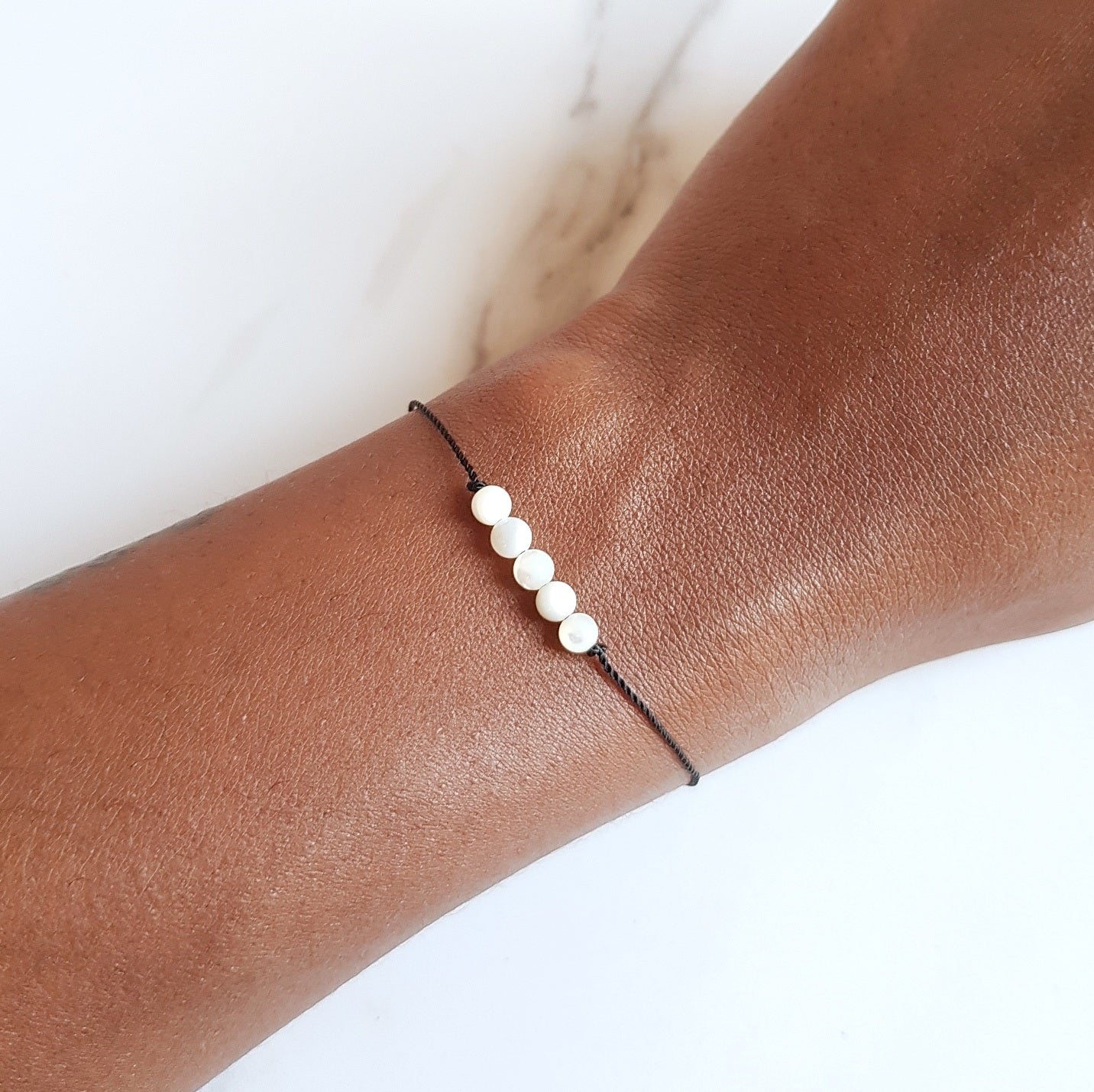 Nylon Bracelet - Pearl Bar
