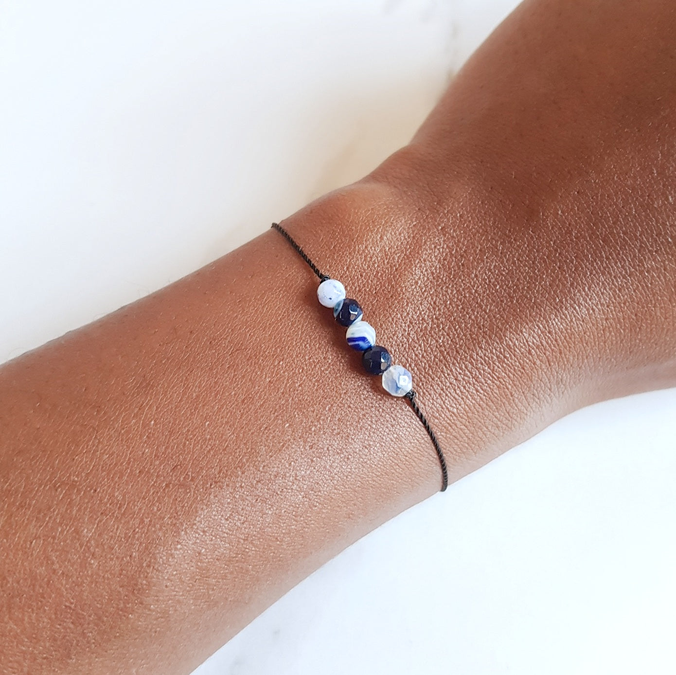Nylon Bracelet - Blue Agate Bar