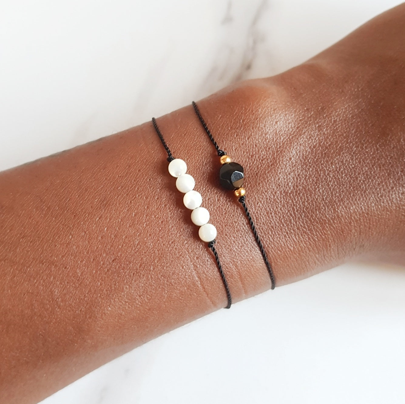 Nylon Bracelet - Pearl Bar