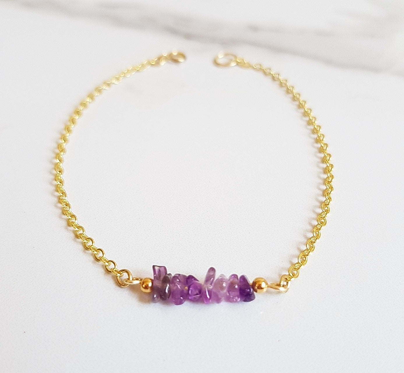 Cable Link Bracelet- Amethyst