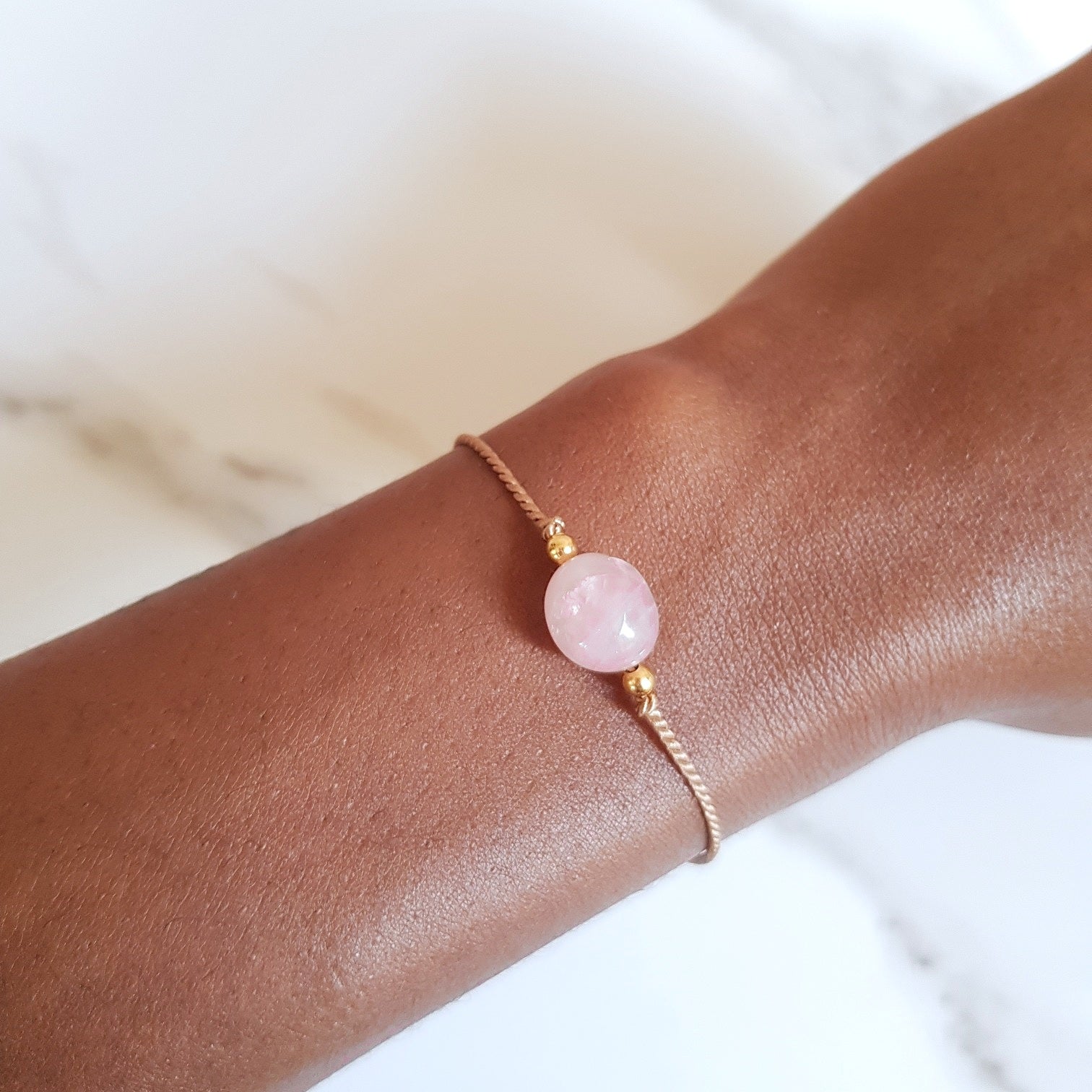 Nylon Bracelet - Rose Quartz