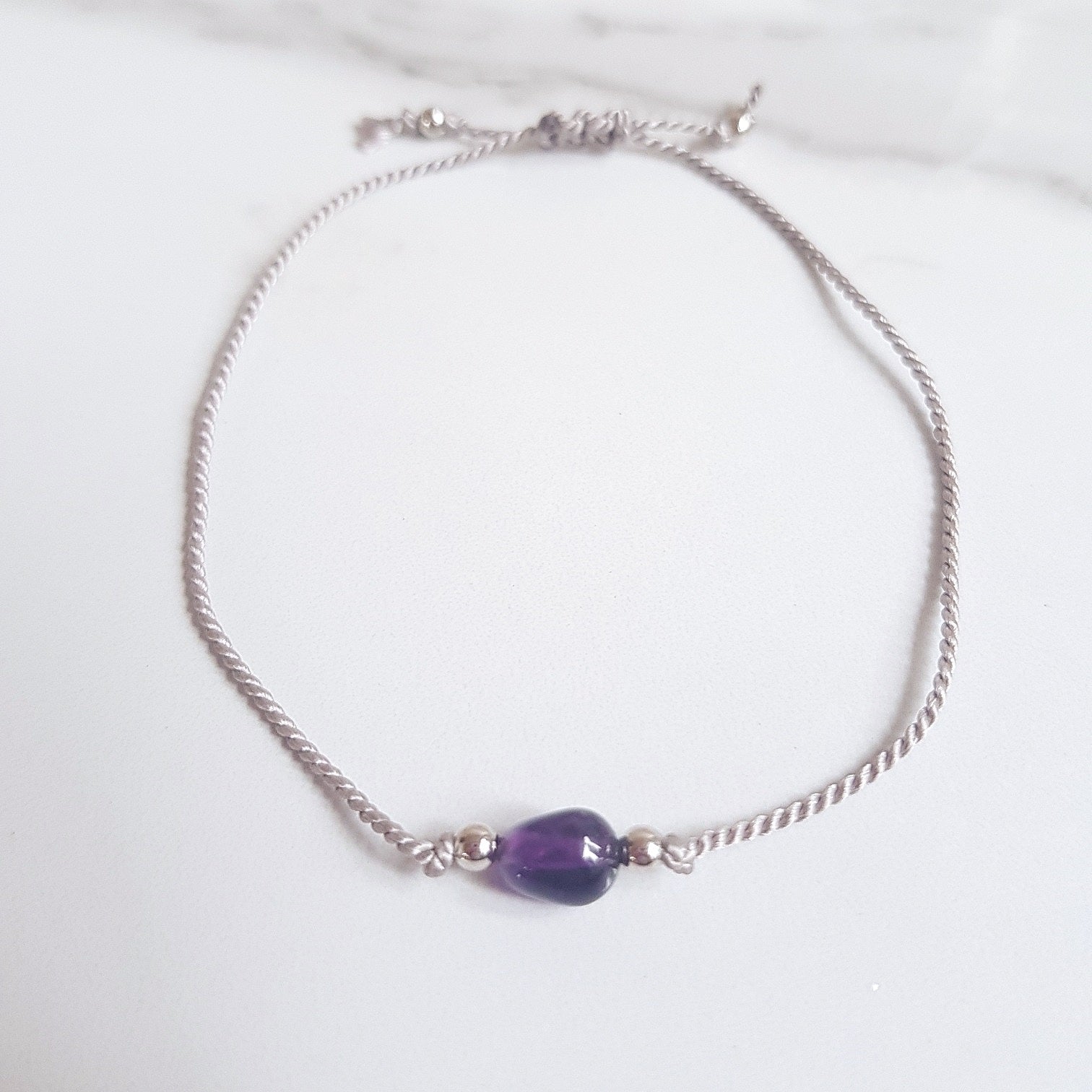Nylon Bracelet   - Amethyst