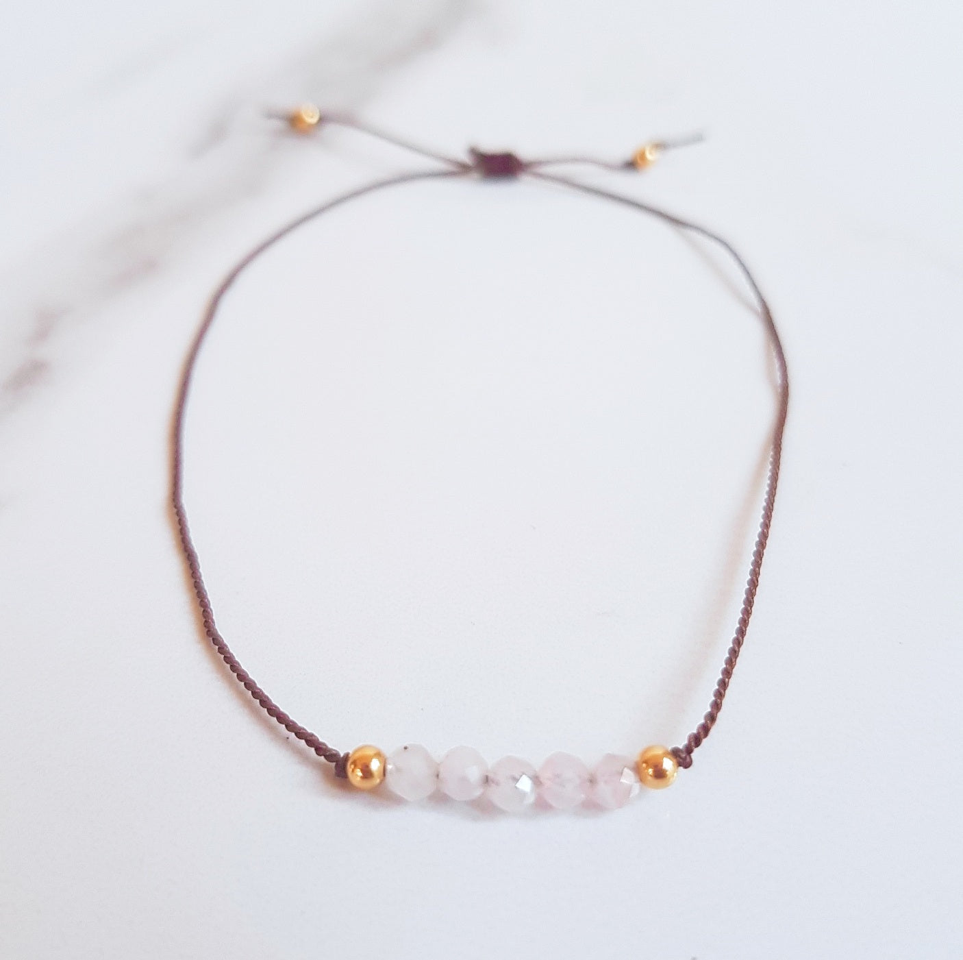 Nylon Bracelet (Minis) - Rose Quartz