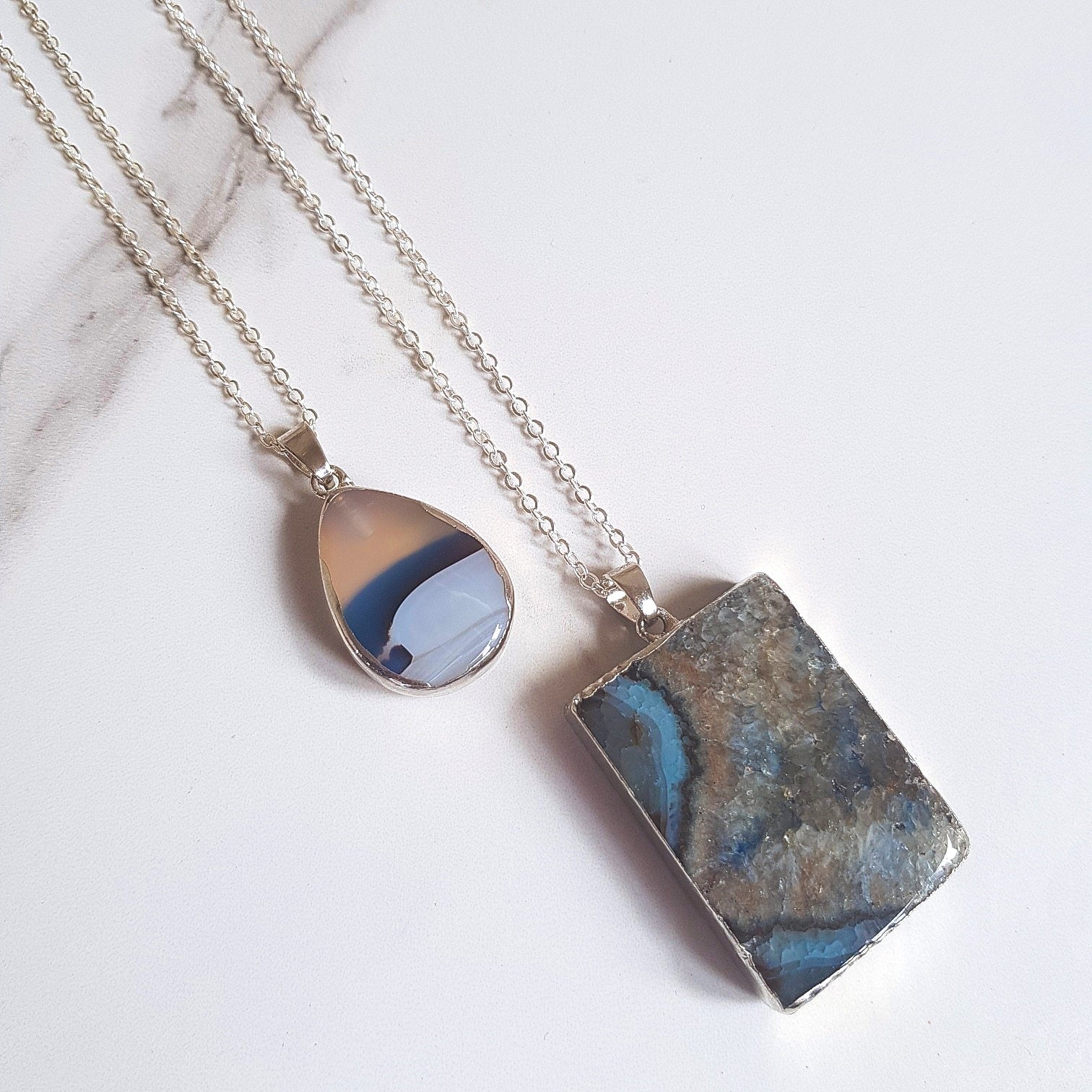 Mixed Agate Pendant Necklaces