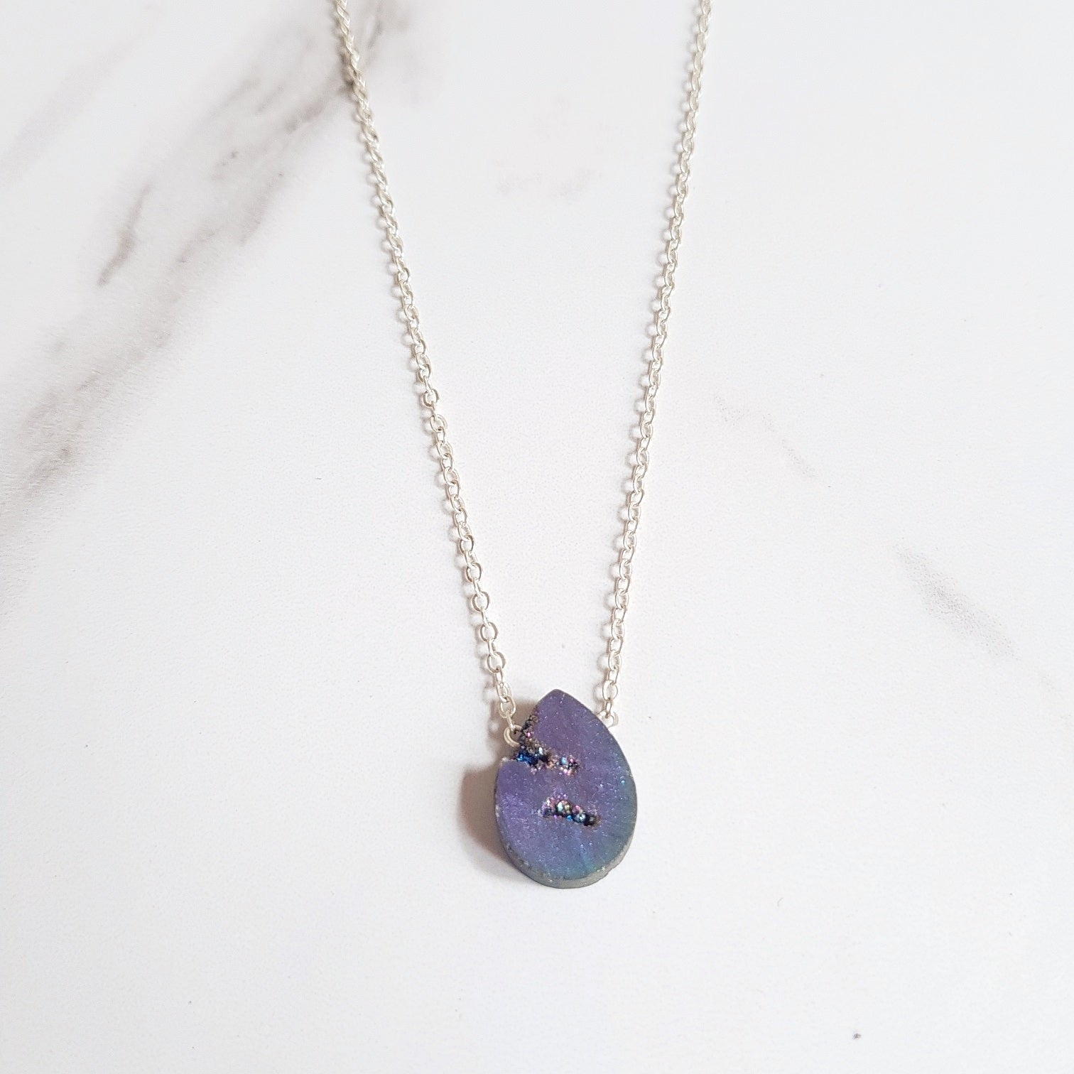 Titanium Aura Quartz Dainty Necklace
