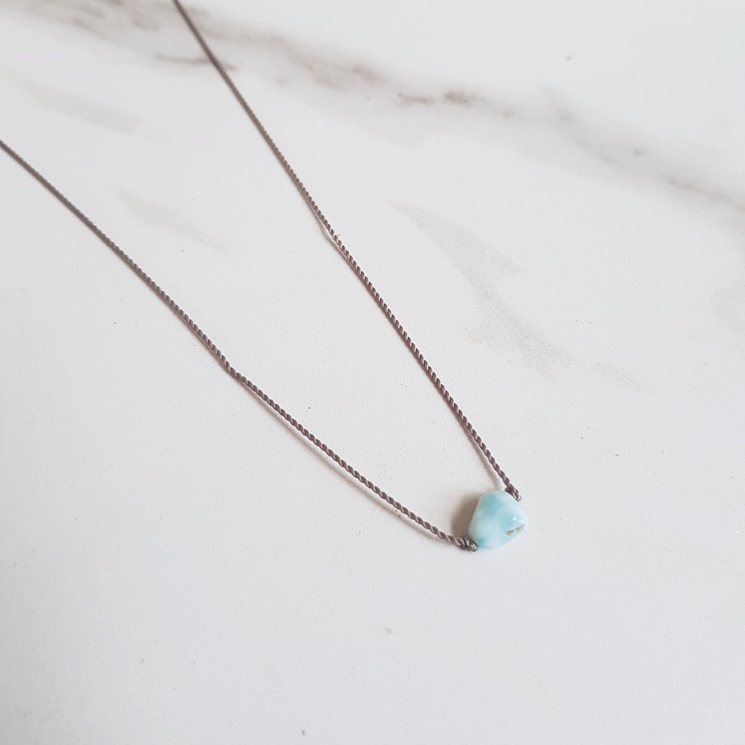 Larimar Nylon Dainty Necklace