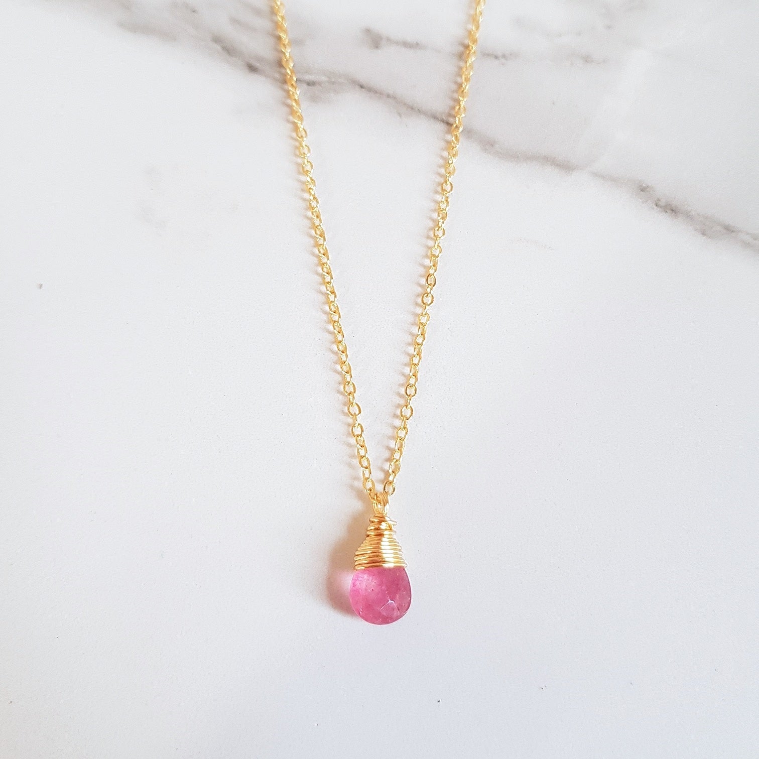 Ruby Quartz Dainty Necklace