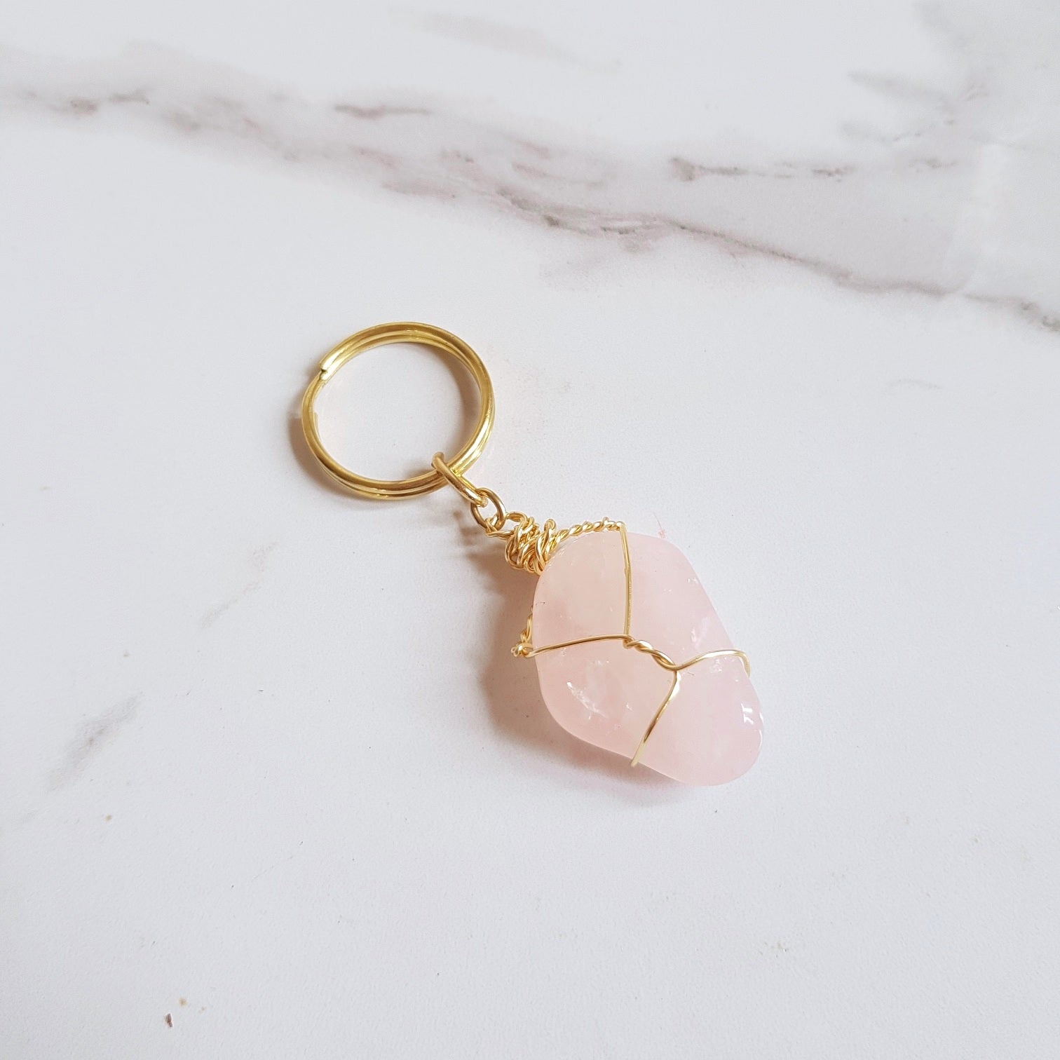 Gemstone Keyring - Rose Quartz (POLISHED)