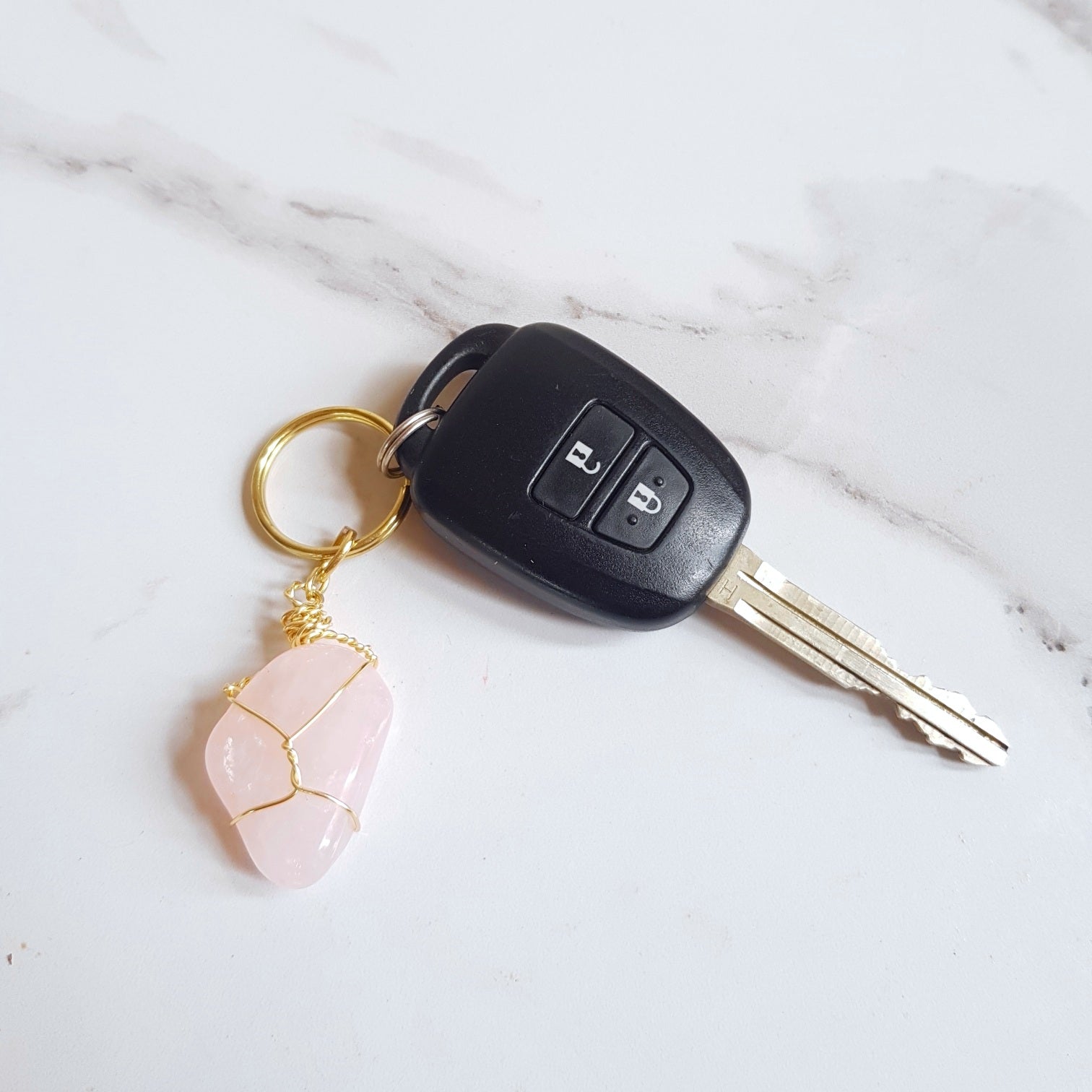 Gemstone Keyring - Rose Quartz (POLISHED)