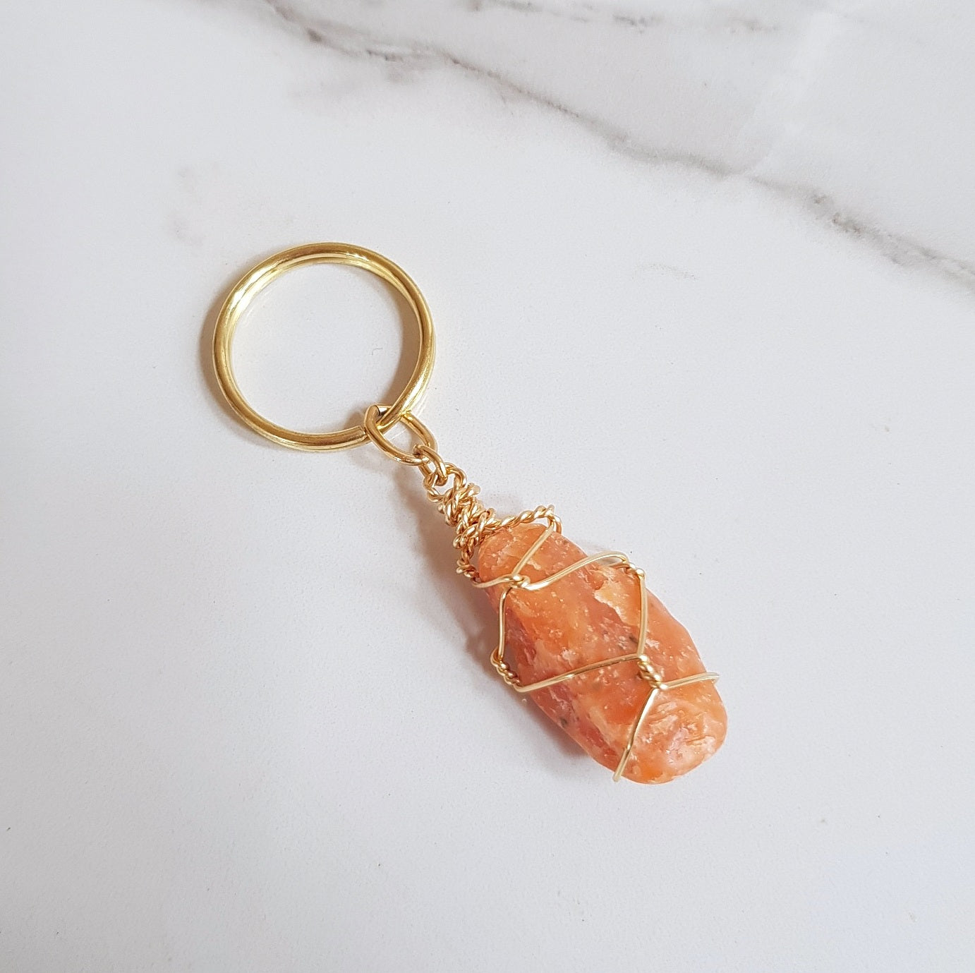 Gemstone Keyring - Orange Calcite