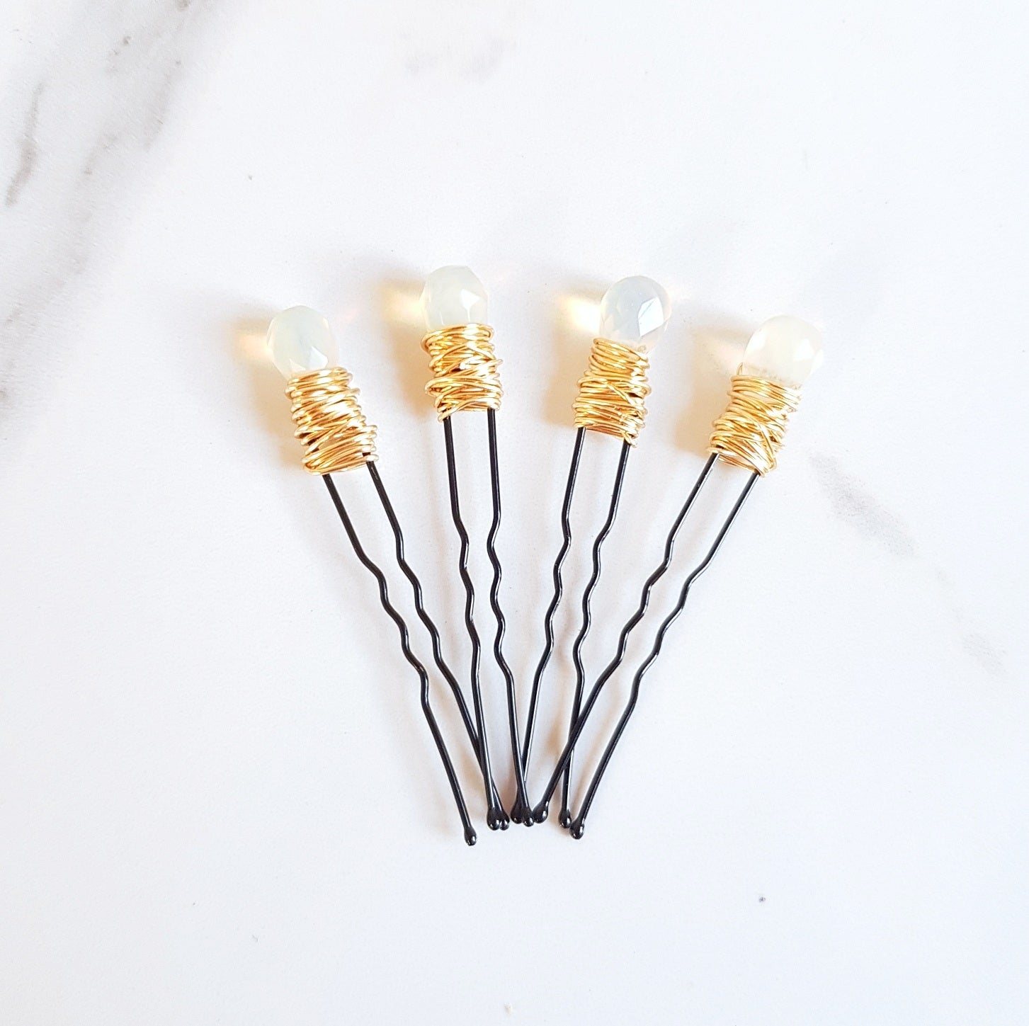 Gemstone Hair Pins - Opalite