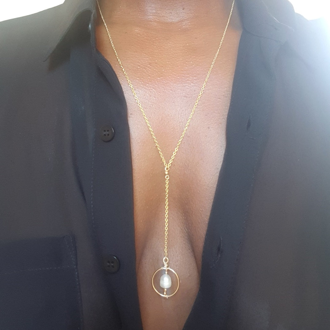 Lariat Necklace - Pearl