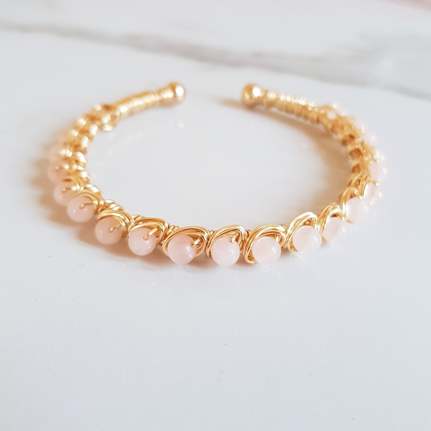 Crown Cuff- Rose Quartz