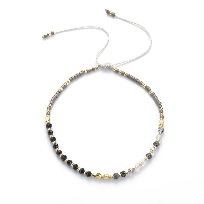 Tourmalated Quartz & Spinel String Bracelet