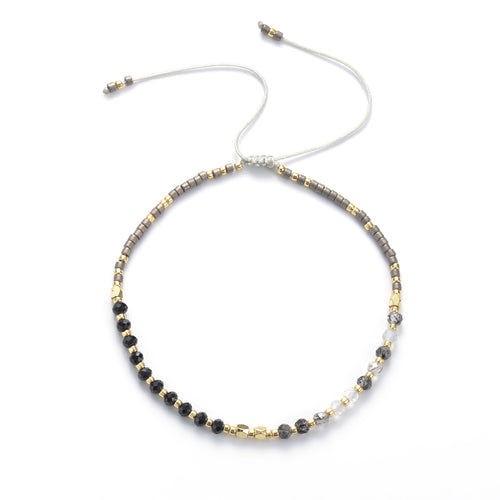 Tourmalated Quartz & Spinel  String Bracelet