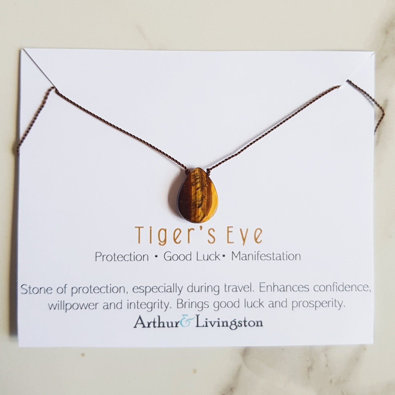 Tiger's Eye Nylon Dainty Necklace