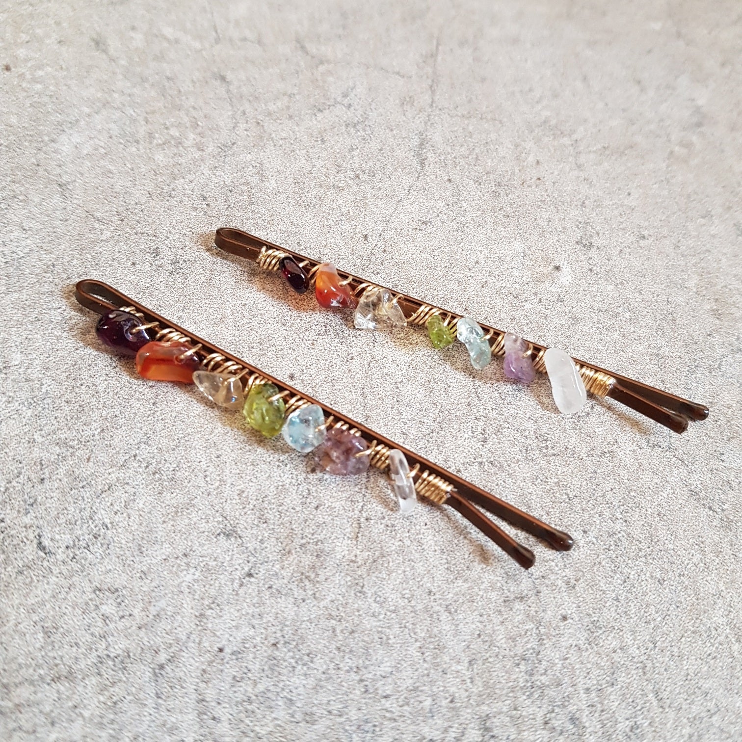 Gemstone Hair Clips - 7 Chakras